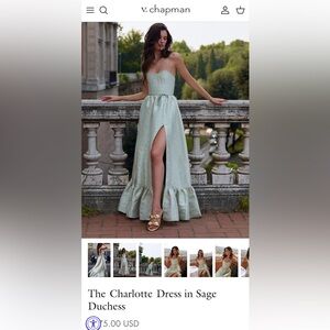 V Chapman Charlotte strapless gown in sage duchess | NWT size 8